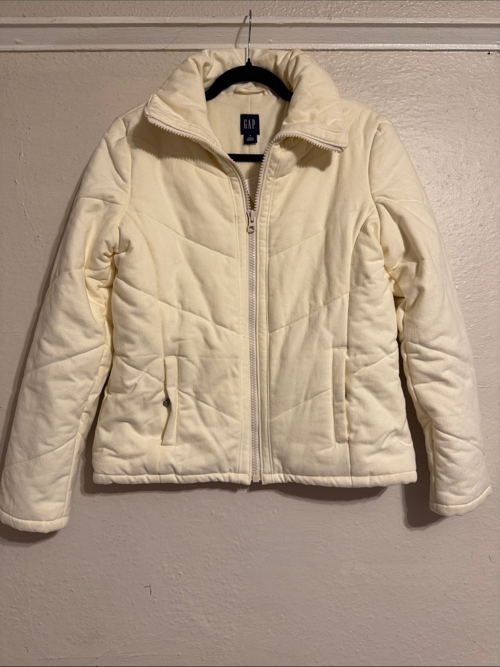 GAP Women's Cream Quilted Puffer Coat